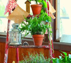 decorating with memories and a little red ladder, container gardening, crafts, gardening