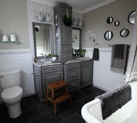 Before and After Grey  and White Traditional  Bathroom  