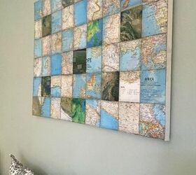 world map art collage, crafts, how to, repurposing upcycling, wall decor