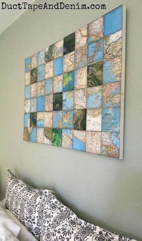 world map art collage, crafts, how to, repurposing upcycling, wall decor