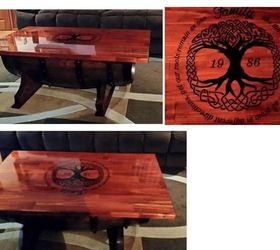 how to make a personalized wine barrel table, how to, painted furniture, repurposing upcycling, woodworking projects, Another of my personalized wine barrel table