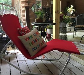 q looking for info and possibly age of this chair, home decor, home decor id, aluminum fixed frame which allows user to sit or recline or rock