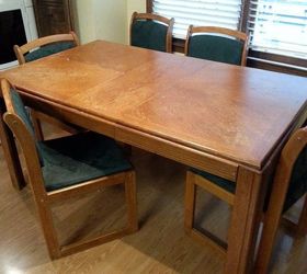 kitchen table makeover, how to, kitchen design, painted furniture, reupholstoring, reupholster, Another view of the table before