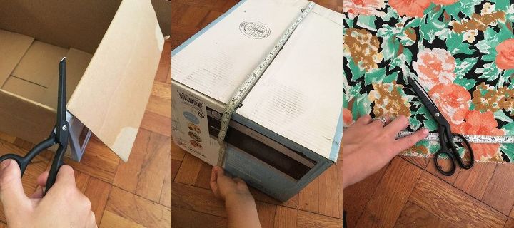 cardboard boxes turned storage bins