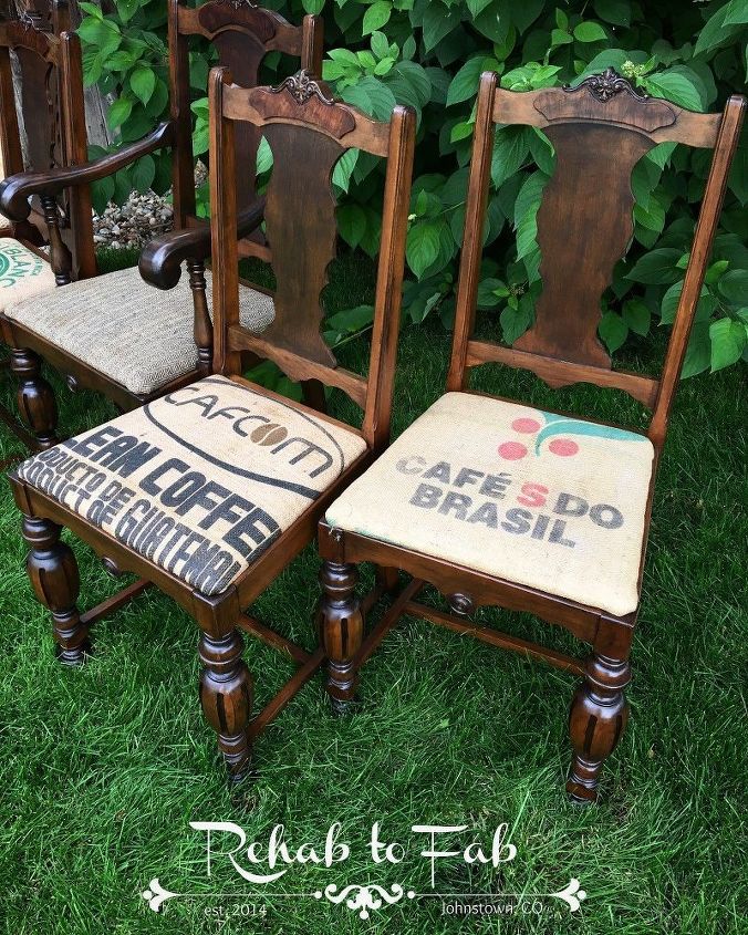 prickly burlap seats no more , painted furniture, repurposing upcycling, reupholstoring, reupholster