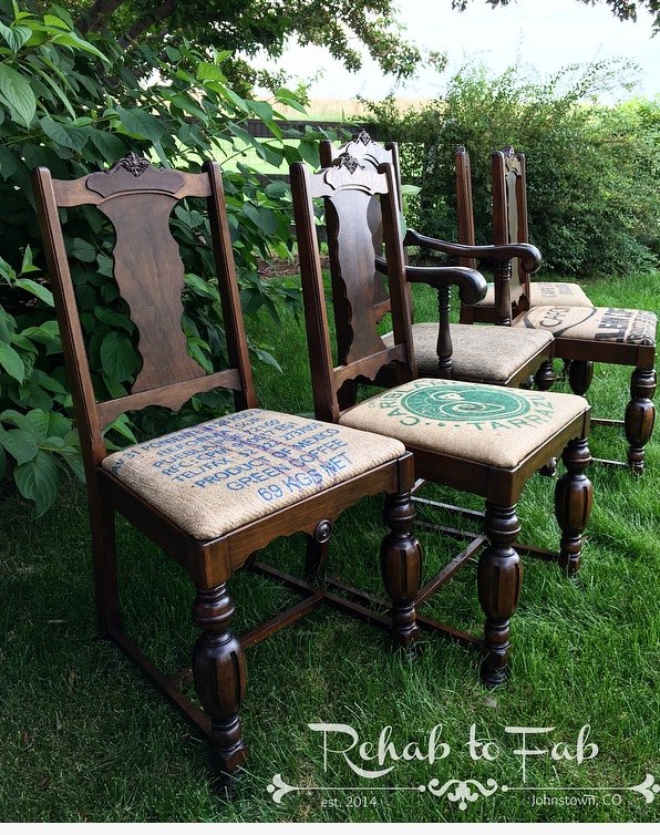 prickly burlap seats no more , painted furniture, repurposing upcycling, reupholstoring, reupholster