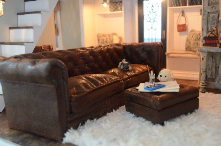 miniature dollhouse leather couch tutorial