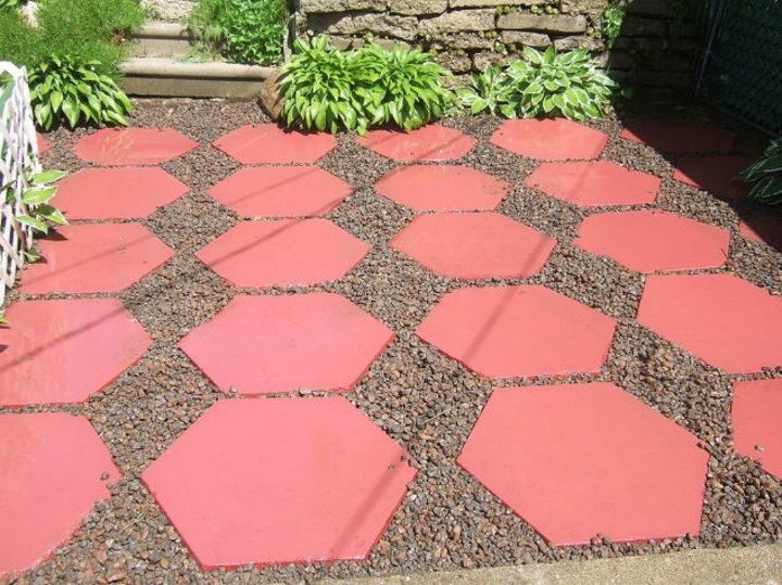 s you still have time to get the backyard oasis of your dreams, outdoor furniture, outdoor living, Paint slabs of rock for a colorful patio