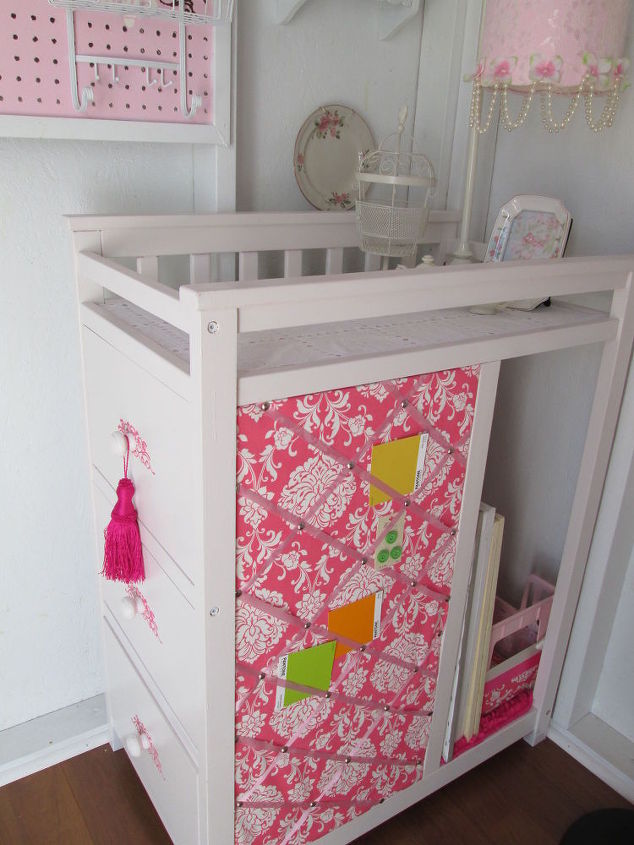 s here s why you shouldn t throw out your old changing table, painted furniture, repurposing upcycling, It can become your new favorite fabric center