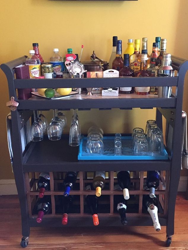 s here s why you shouldn t throw out your old changing table, painted furniture, repurposing upcycling, It makes an awesome bar cart