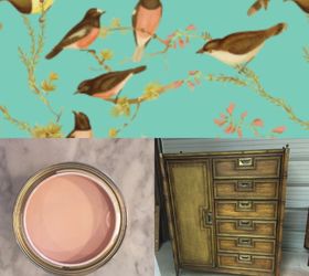 faux bamboo tallboy painted in peach and a pretty surprise too, decoupage, how to, painted furniture