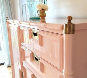 faux bamboo tallboy painted in peach and a pretty surprise too, decoupage, how to, painted furniture