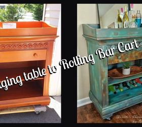 changing table to rolling beverage cart , chalk paint, painted furniture, painting, repurposing upcycling