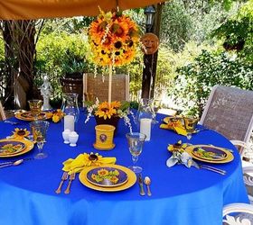 alfresco sunflower tablescape, crafts, flowers, how to, outdoor living