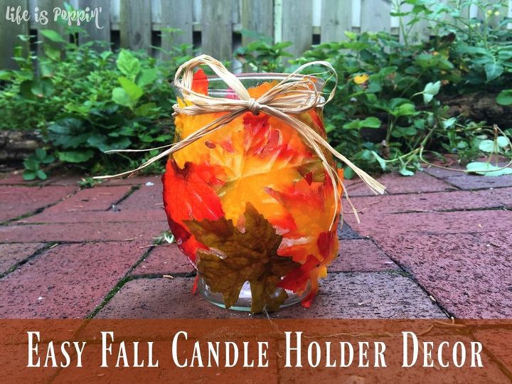 easy fall candle holder decor, crafts, decoupage, how to, repurposing upcycling, seasonal holiday decor