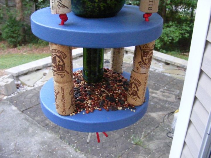 paracord wine bottle bird feeder, animals, crafts, gardening, pets animals, repurposing upcycling, tools