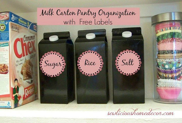 recycled milk cartons pantry organization, how to, organizing, repurposing upcycling