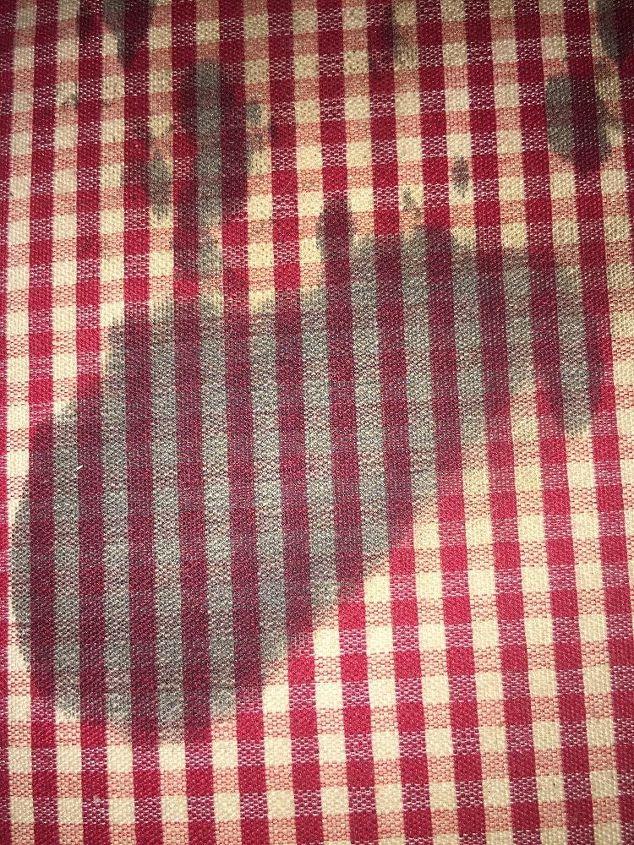 q my dog stained my sofa question about removing wood stain from sofa, cleaning tips, fabric cleaning, furniture cleaning, This is a varnish stain on on my sofa cushion The cleaning code on the sofa tag is SN or SW there s a wrinkle on tag so hard to tell