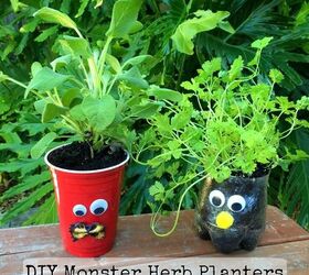 diy monster herb planters, container gardening, crafts, gardening, how to