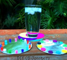 diy recycled cd coasters, crafts, repurposing upcycling
