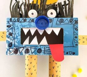 recycled tissue box monster, crafts, repurposing upcycling