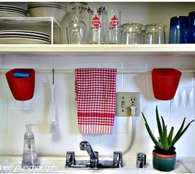 12 space saving hacks for your tight kitchen, Hang a tension rod to save counter space