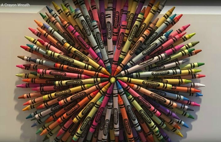 s 12 clever ways to decorate with crayons, Make a crayon pinwheel wreath
