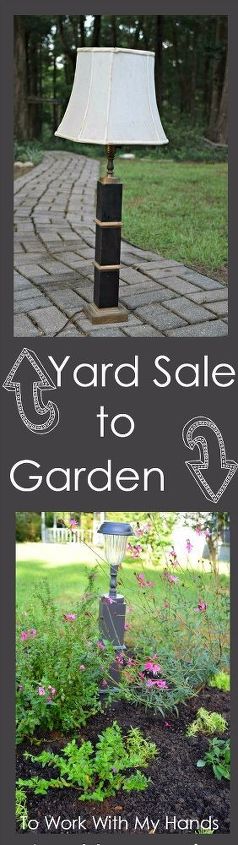 from yard sale to the garden a repurposed lamp, gardening, go green, how to, lighting, outdoor living, repurposing upcycling