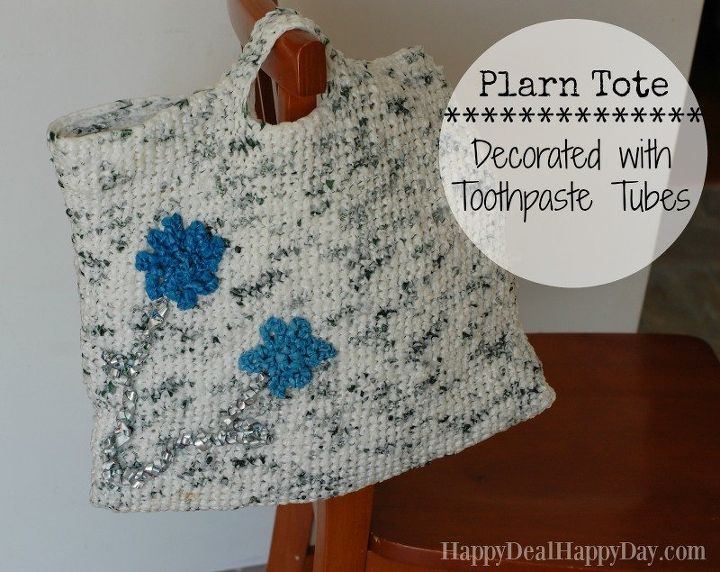 how i used toothpaste tubes to decorate this tote bag, crafts, how to, repurposing upcycling