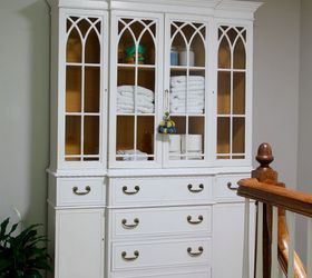 convert a china cabinet to a linen cabinet, organizing, painted furniture, storage ideas