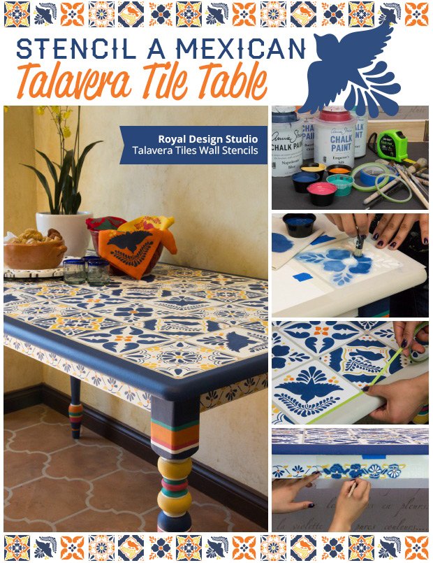 How To Stencil A Mexican Talavera Tile Table Hometalk