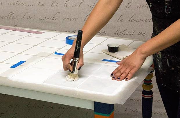 how to stencil a mexican talavera tile table