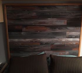 bed room headboard made with laminate flooring