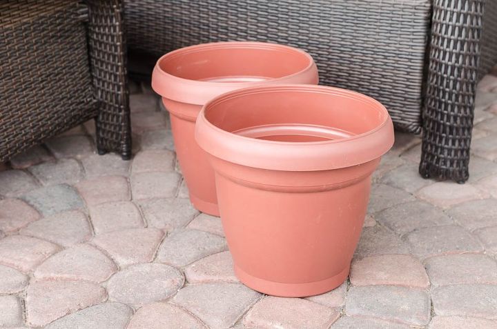 turn plastic plant pots into beautiful painted lace decoupage d cor, container gardening, crafts, decoupage, gardening, painting