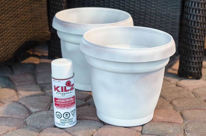 turn plastic plant pots into beautiful painted lace decoupage d cor, container gardening, crafts, decoupage, gardening, painting