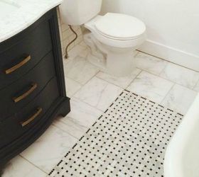 s 14 mesmerizing ways to use tile in your bathroom, bathroom ideas, Insert mosaic tiles for a permanent rug