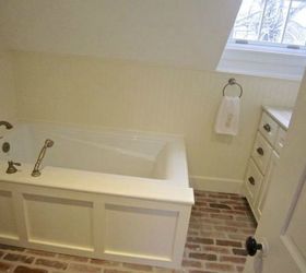 s 14 mesmerizing ways to use tile in your bathroom, bathroom ideas, Install a reclaimed brick floor for texture