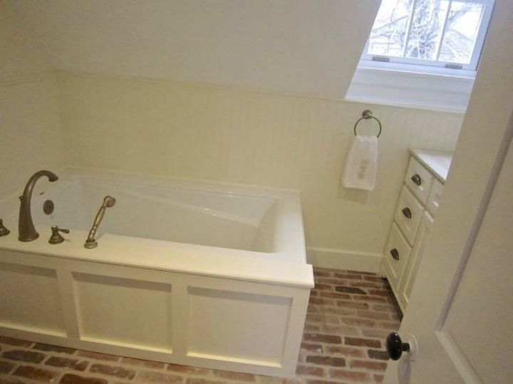 s 14 mesmerizing ways to use tile in your bathroom, bathroom ideas, Install a reclaimed brick floor for texture