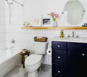 s 14 mesmerizing ways to use tile in your bathroom, bathroom ideas, Tile your floor with two toned hexagons