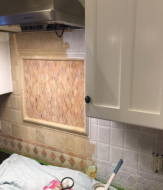 we painted our kitchen back splash, diy, kitchen backsplash, kitchen design, painting