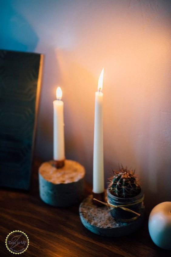 concrete candle holder, concrete masonry, crafts, how to
