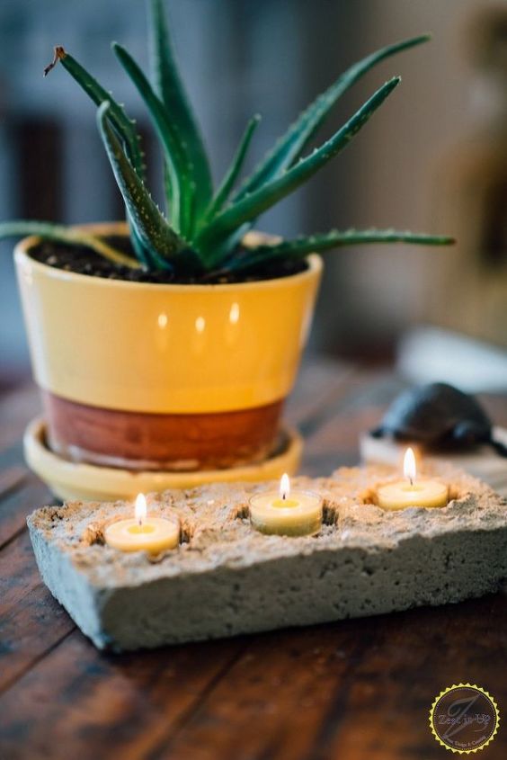 concrete candle holder, concrete masonry, crafts, how to