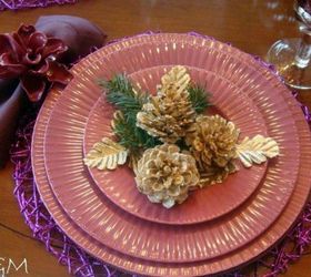s these cut up pine cone decor ideas are perfect for fall, home decor, Decorate them into sparkly place settings