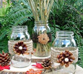 s these cut up pine cone decor ideas are perfect for fall, home decor, Use them as gorgeous flowers on mason jars