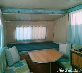 10 increbles cambios de imagen de la caravana que desears haber visto antes, Los bonitos cojines hechos con cortinas de ba o