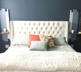 s 17 practical bedroom updates that also look amazing, bedroom ideas, woodworking projects, Floating nightstands that fill empty walls