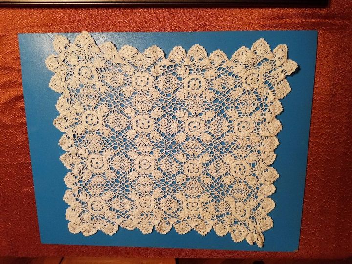 making framed art with handmade doilies hometalk challenge, crafts, how to, wall decor
