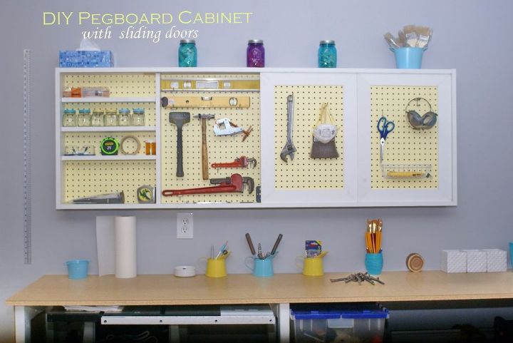 diy garage wall cabinet with sliding door