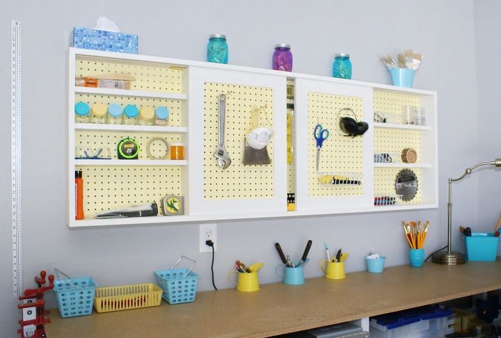 diy garage wall cabinet with sliding door