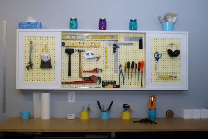 diy garage wall cabinet with sliding door